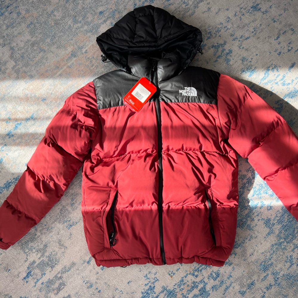 The North Face Red and Black Puffer Jacket